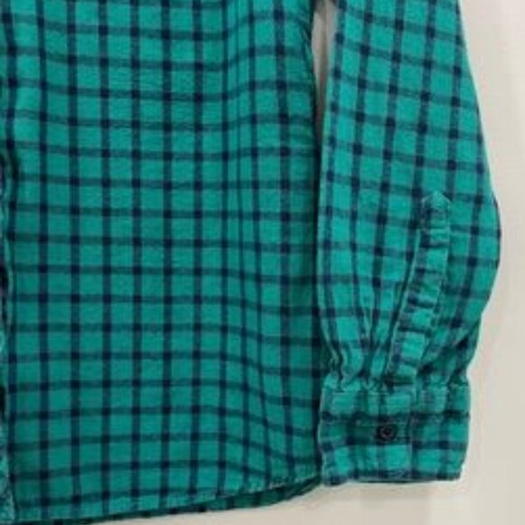 Eddie Bauer Green & Blue Windowpane Button Down Flannel Shirt - Picture 9 of 11
